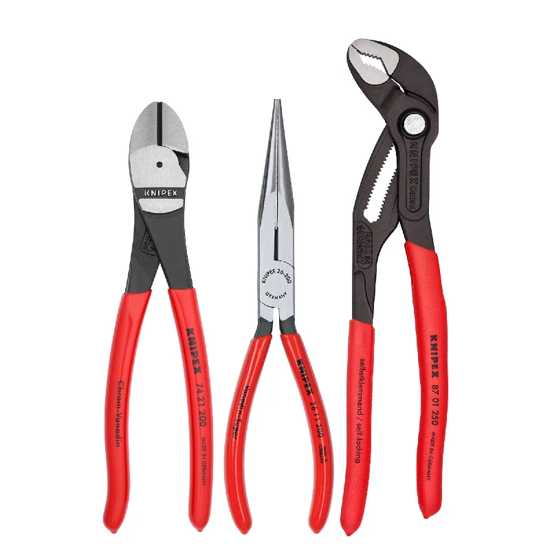 Pliers with Non-Conductive Handles-Knipex 00 20 08 US2 3 Pc Universal Set with Cobra® Pliers