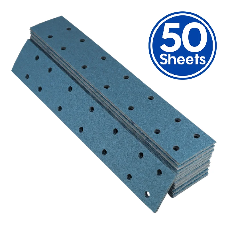 Sandpaper for Smoothing Chalk Paint Finishes-Revcut Blue P80 Grit Hook & Loop Sandpaper Sheets 70mm x 420mm 14H x 50 Pack