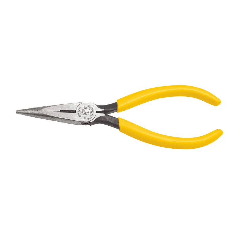 Pliers with Built-in Spring Mechanism-Klein Tools D203-6 Long Nose Side-Cutter Pliers, Induction-Hardened Cutting Knives and Curved Handles, 6-Inch