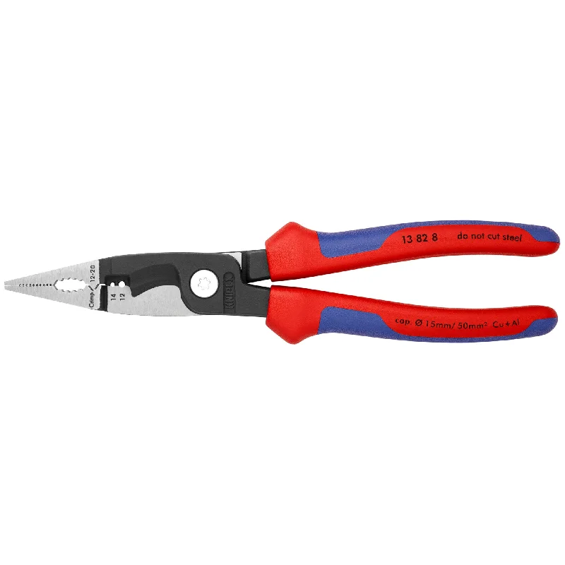 Pliers with Spring-Loaded Action-Knipex 13 82 8 8" 6-in-1 Electrical Installation Pliers 12 and 14 AWG