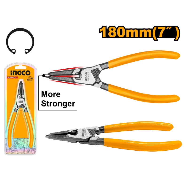 Pliers for Cutting Through Thick Cables-Ingco Straight Head And Internal Circlip Plier 180mm