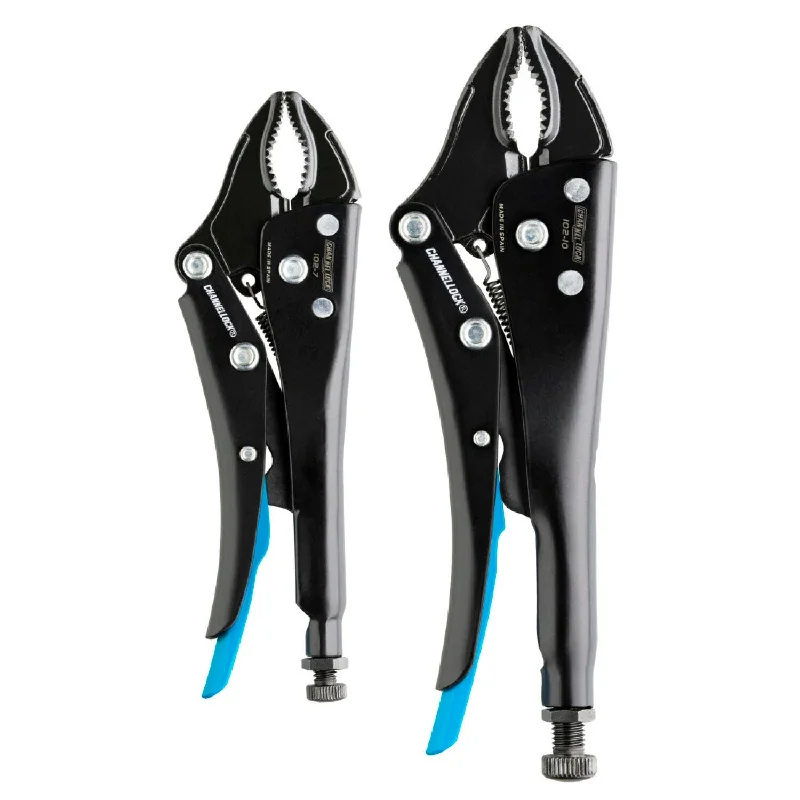 Pliers for Electronics and Circuit Work-Channellock GS-L1 2PC Curved Jaw Locking Pliers Set