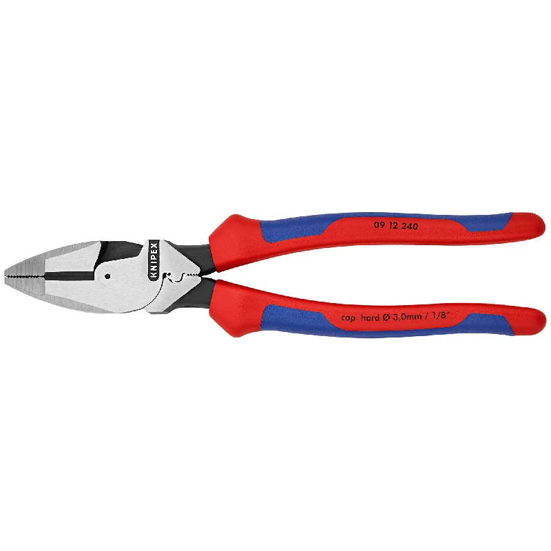 Pliers with Anti-Slip Handle-Knipex 09 12 240 SBA 9 1/2" High Leverage Lineman's Pliers New England with Fish Tape Puller & Crimper