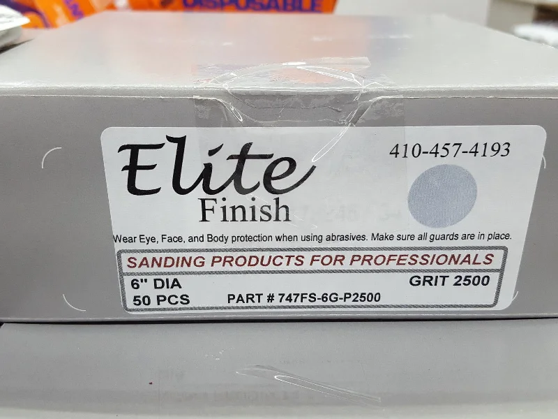 Sandpaper for Cleaning and Restoring Floors-Elite Finish Hookit™ Clear Coat Sanding Disc 6 inch, 2500 grit, boxs of 50 Disc