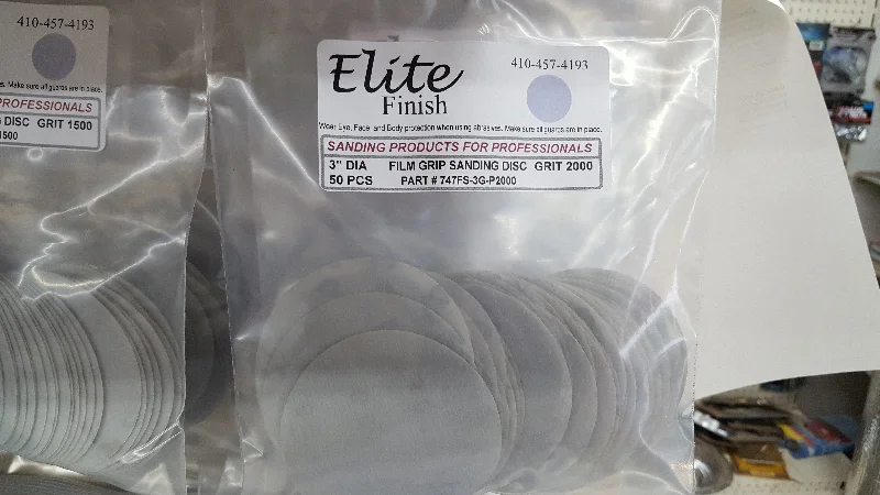 Sandpaper for Refinishing Cabinets and Trim-Elite Finish Disc 3'' Gripon 2000 Grit Sandpaper  50 pack Wet or Dry