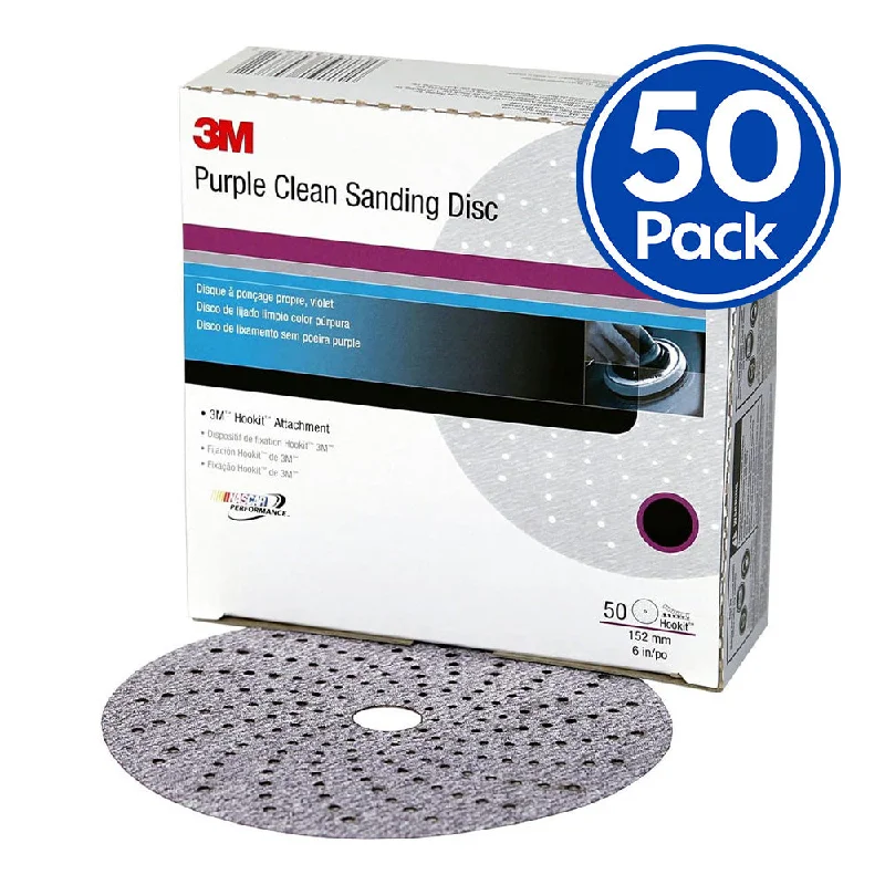 Sandpaper for Removing Paint and Rust-3M 30761 P600 Purple Clean Sanding Hookit Disc 150mm x 50 Pack