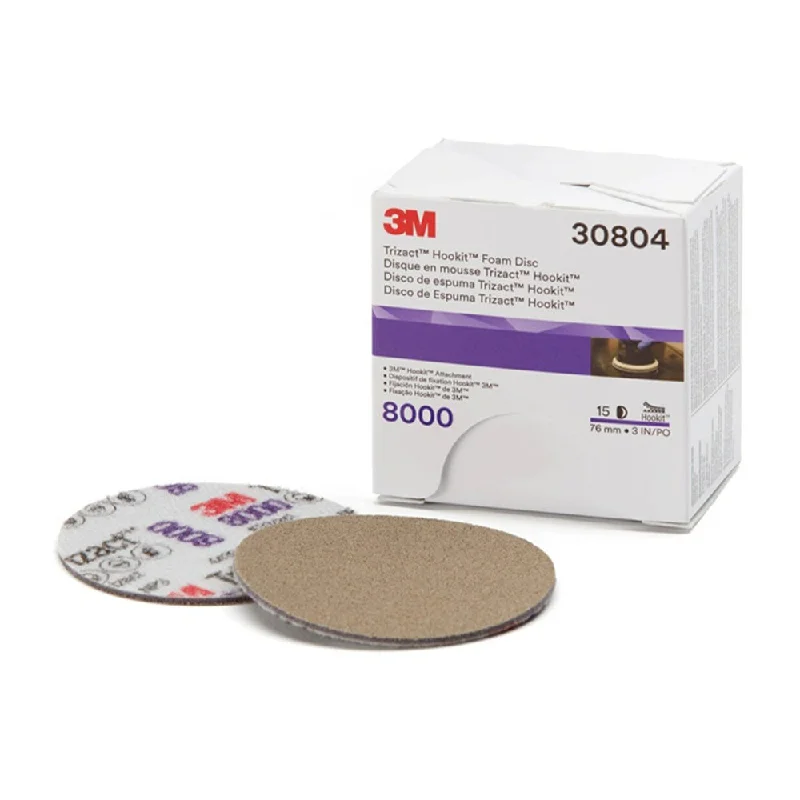 Sandpaper for Auto Body Repair-3M 30804 Trizact Hookit Foam Sanding Disc 75mm 3" 8000 Grit x 15 Pack Box