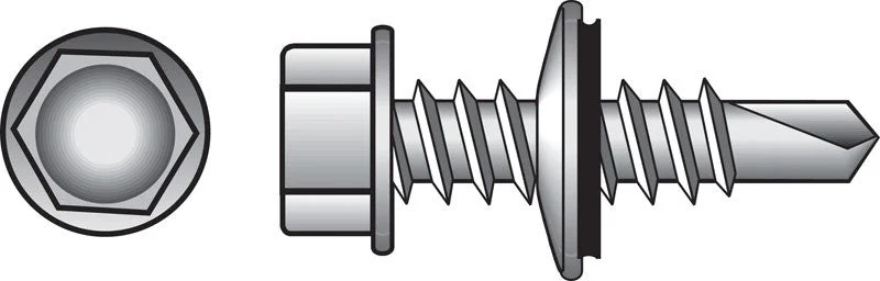 Screws for Securing Roof Tiles-HILLMAN No. 10 X 1 in. L Hex Hex Washer Head Self- Drilling Screws 100 pk