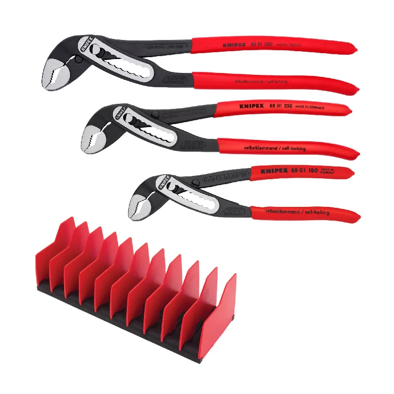 Pliers for Electronics Work-Knipex 9K 00 80 139 US 3 Pc Alligator® Pliers Set with 10 Pc Tool Holder