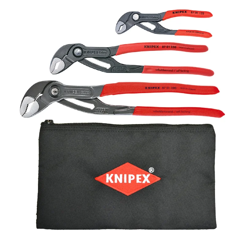 Pliers for Needlework-Knipex 9K 00 80 122 US 3 Pc Cobra® Set with Keeper Pouch