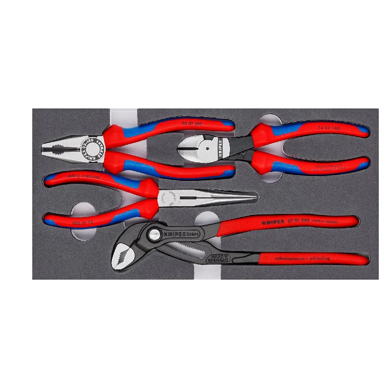 Pliers for Jewelry Making-Knipex 00 20 01 V15 4 Pc Basic Pliers Set in Foam Tray