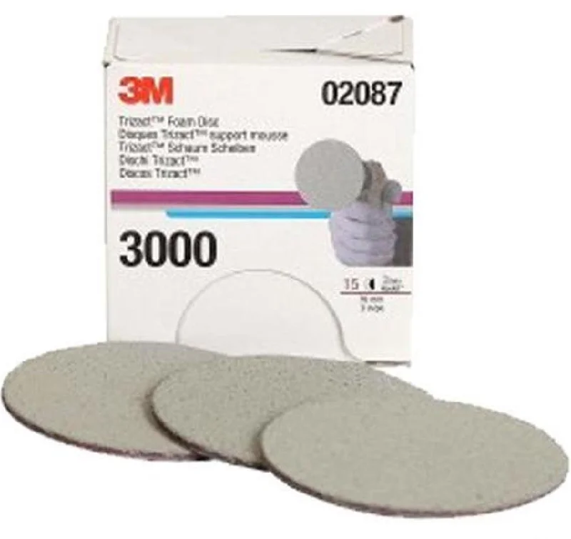 Sandpaper for Removing Glues from Surfaces-3M TRIZACT HOOKIT FOAM DISC 3 INCH 75mm 3000 GRIT 02087 FOAM BACKING QTY 15