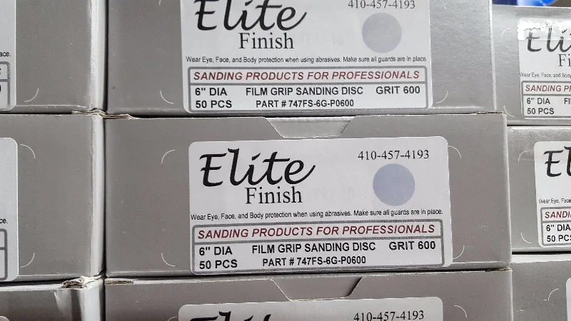 Sandpaper for Removing Paint from Metal Objects-Elite Finish Hookit™ Clear Coat Sanding Disc 6 inch, 600 grit, boxs of 50 Disc