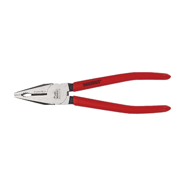 Pliers for Gripping Small Objects Securely-Teng Tools 8 Inch Chrome Molybdenum Vinyl Dipped Handle Lineman's Pliers - MB451-8