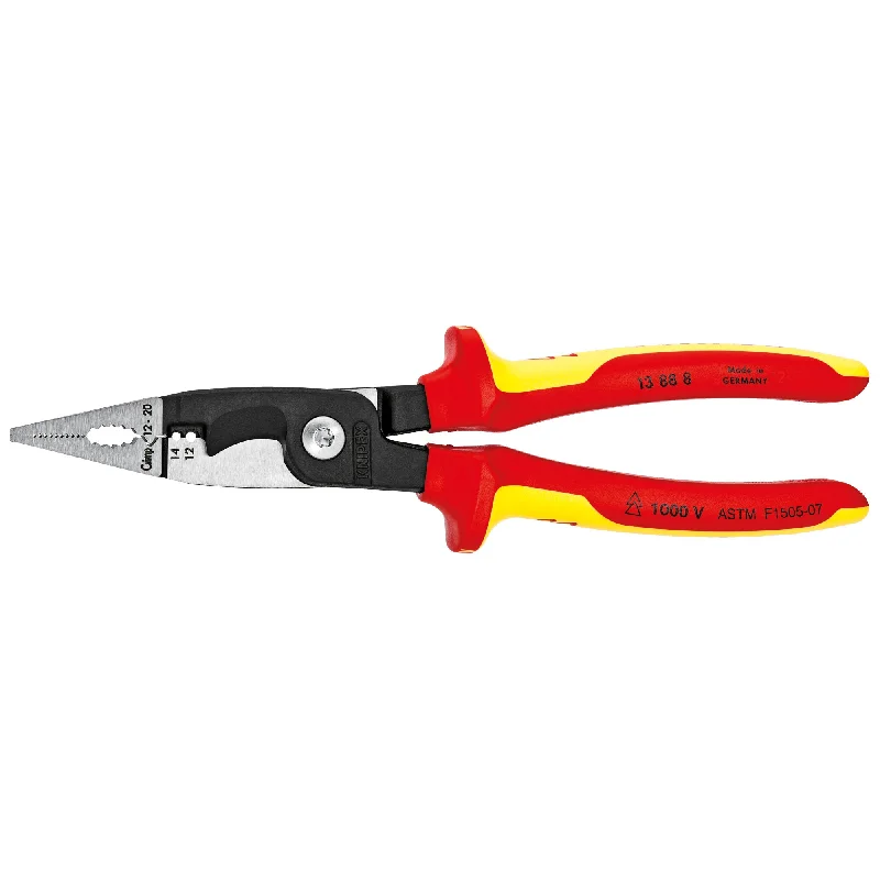 Pliers for Pulling and Twisting Nails-Knipex 13 88 8 US 8" 6-in-1 Electrical Installation Pliers 12 and 14 AWG-1000V Insulated