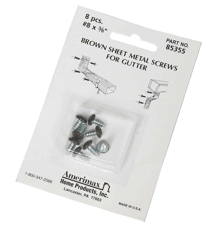 Screws for Electrical Box Mounting-Amerimax 8 Sizes X 3/8 in. L Phillips/Slotted Round Head Sheet Metal Screws 8 pk