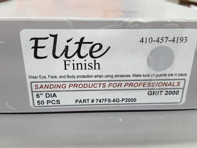 Sandpaper for Polishing Copper Surfaces-Elite Finish Hookit™ Clear Coat Sanding Disc 6 inch, p2000 grit, boxs of 50 Disc