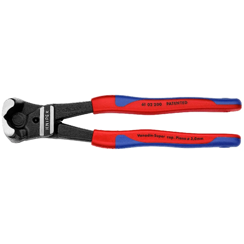 Stainless Steel Pliers for Durability-Knipex 61 02 200 8" High Leverage Bolt End Cutting Nippers